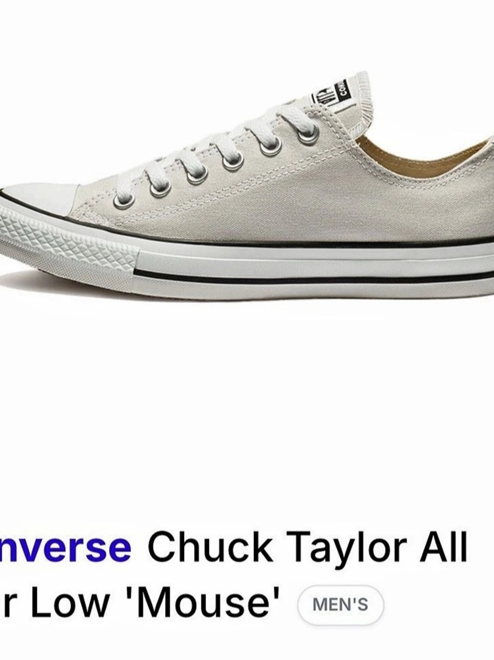 Converse Chuck Taylor All Star Low 'Mouse' Sneakers White & Gray US 11